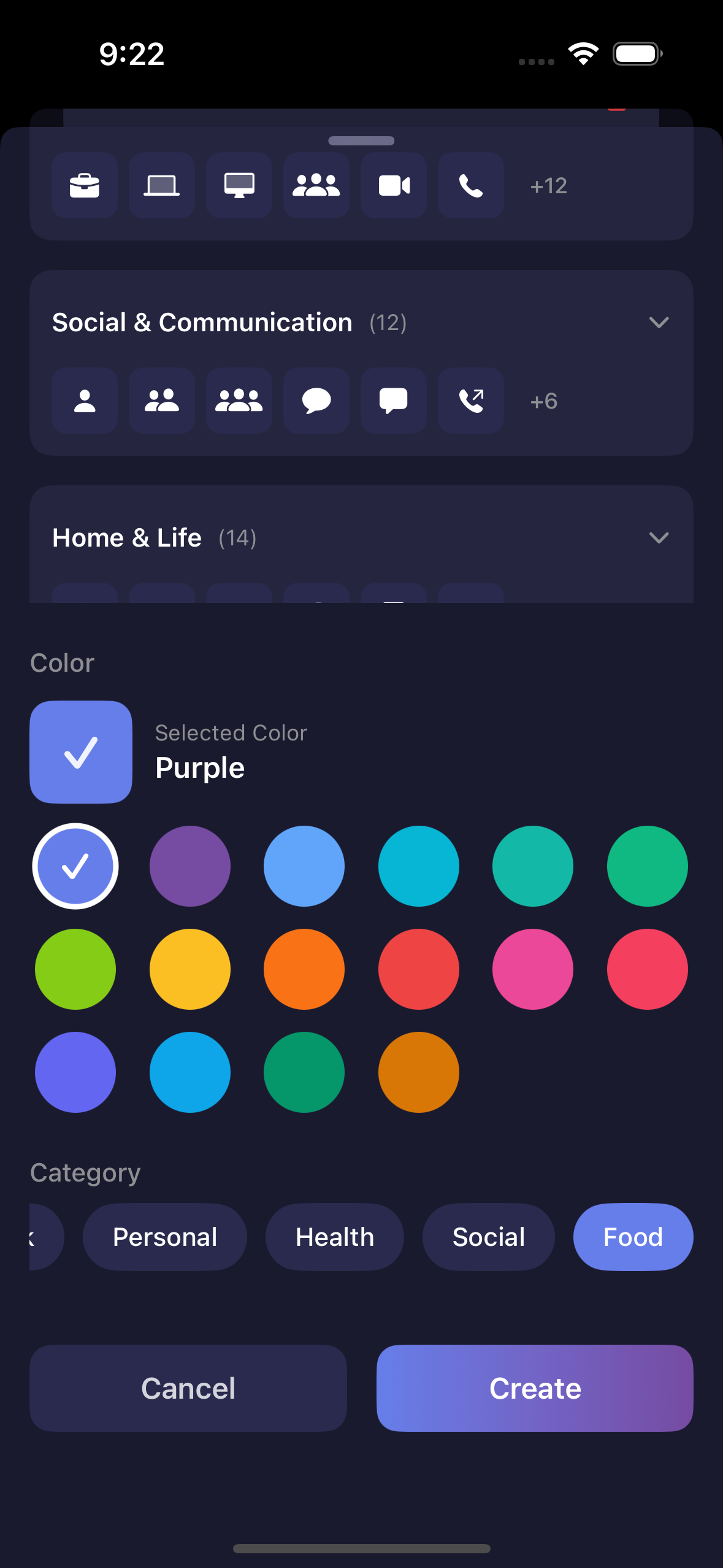 Custom colors for event presets